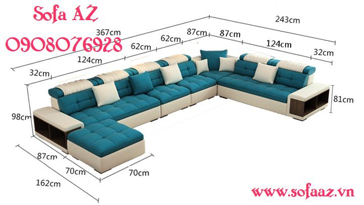 Kích thước ghế sofa góc chữ U SGU-04