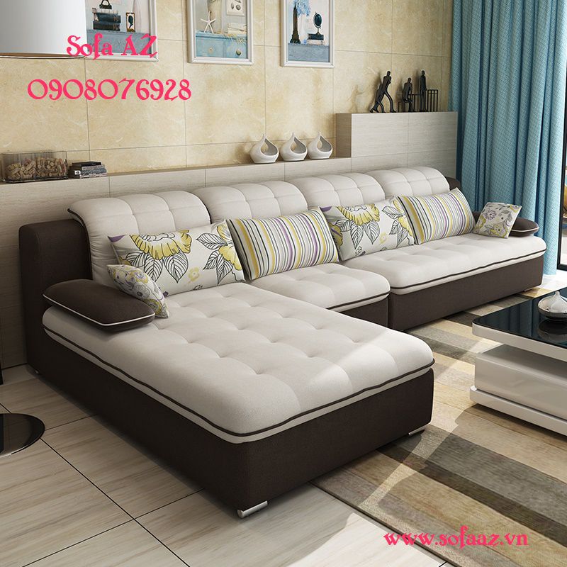 Màu kem-nâu sofa góc phòng khách đẹp SGG-05