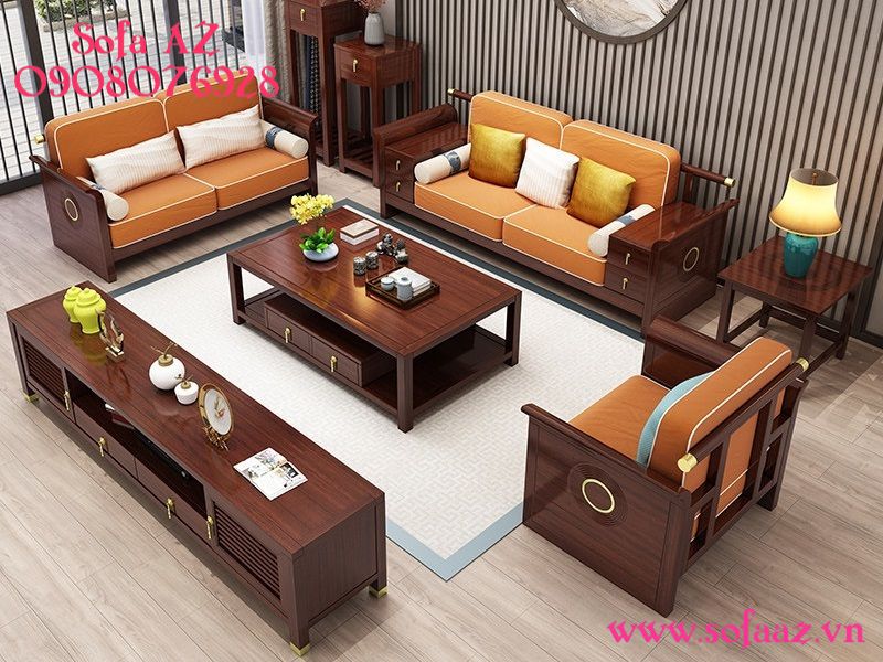 Mẫu 12 - Mẫu thiết kế ghế gỗ phòng khách có nệm ngồi đẹp